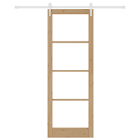 Porta Scorrevole con Set di Ferramenta 83x232 cm Legno Massello Pino