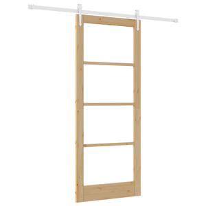 Set Porta Scorrevole  con Set di Hardware 86x211 cm Legno Massello di Pino