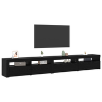 Set di mobili TV 3 pezzi  con luci LED in rovere nero legno ingegnerizzato