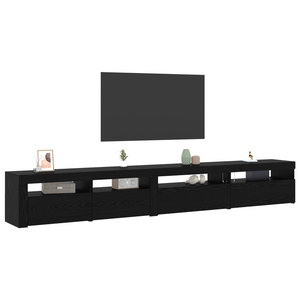 Set di mobili TV 3 pezzi  con luci LED in rovere nero legno ingegnerizzato
