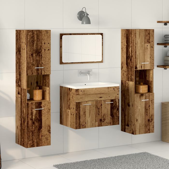 Set di Mobili per Bagno in 4 Pezzi in Legno Vecchio