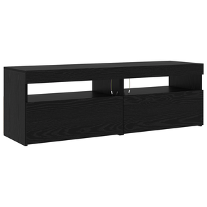 Set di mobili TV 3 pezzi  con luci LED in rovere nero in legno ingegnerizzato
