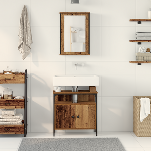 Set di mobili per bagno 2 pezzi in legno anticato in legno ingegnerizzato