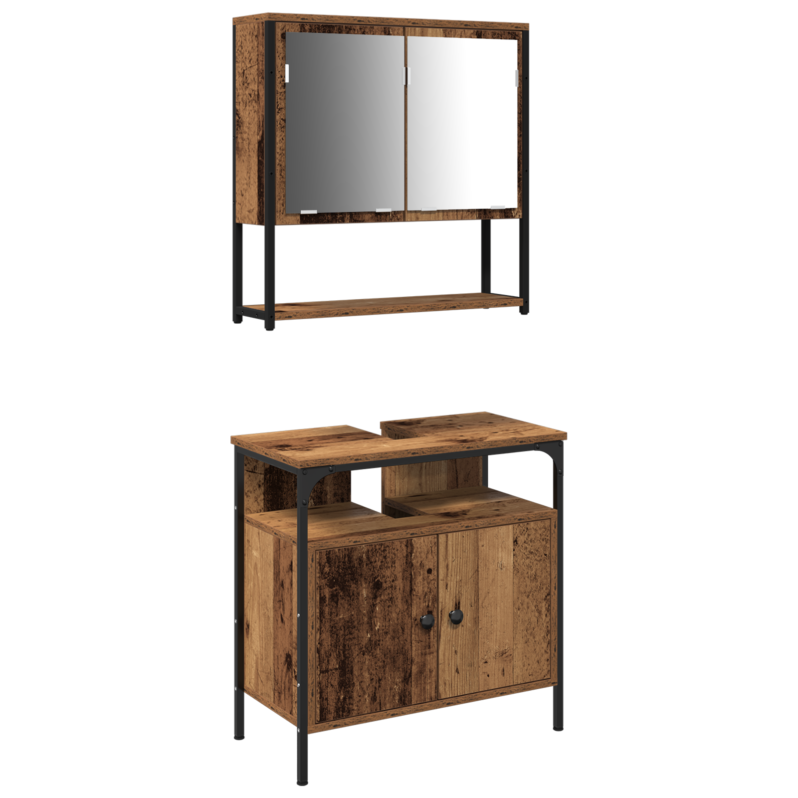 Mobile da Bagno con Lavabo Integrato in Legno Vecchio