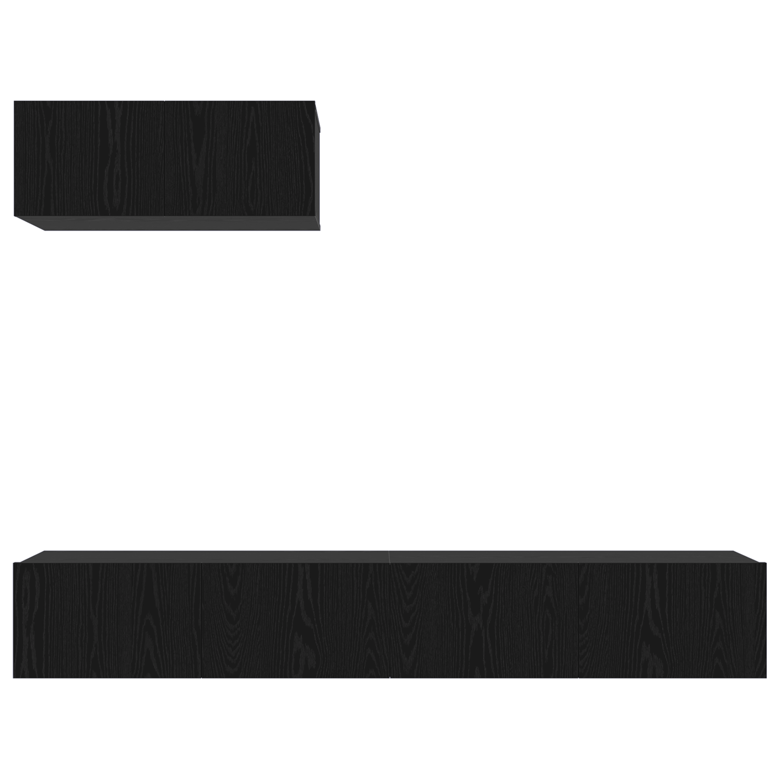 Set di 3 Mobili TV Montato a Parete Rovere Nero in Legno Ingegnerizzato