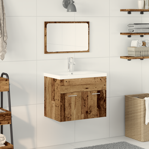 Set di Mobili per Bagno a 3 Pezzi Legno Vecchio Legno Ingegnerizzato