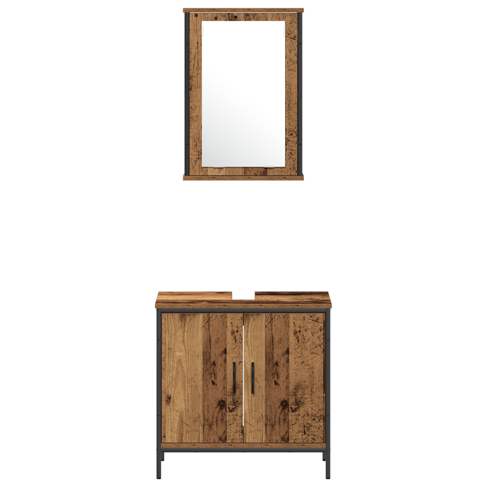Set Mobili Bagno 3 Pezzi Legno Vecchio Ingegnato