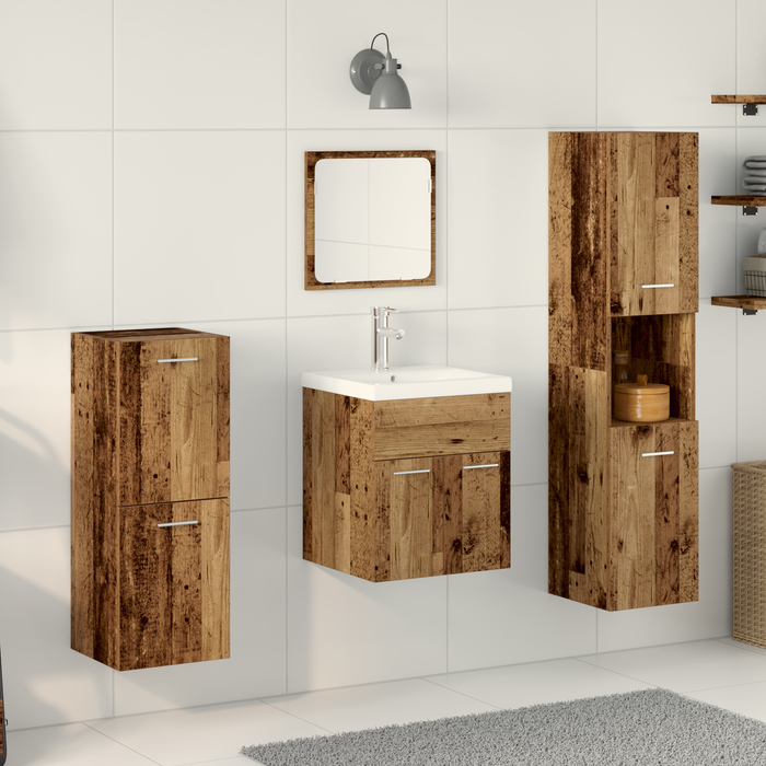 Set di Mobili per Bagno 4 Pezzi Legno Vecchio Legno Ingegnerizzato