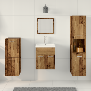 Set di Mobili per Bagno 4 Pezzi Legno Vecchio Legno Ingegnerizzato