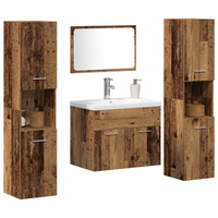 Set Arredo Bagno 5 Pezzi Legno Invecchiato