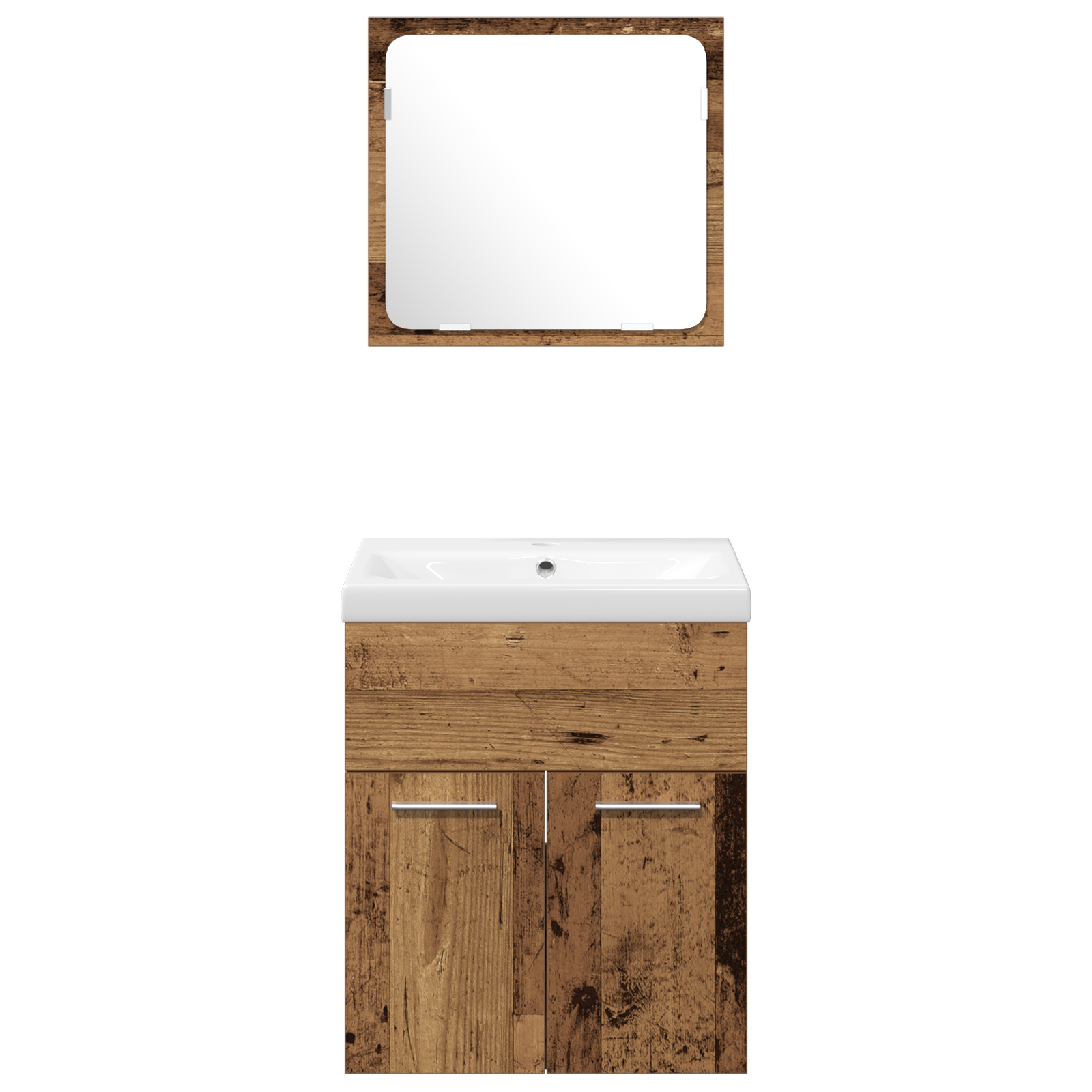 Set di Mobili da Bagno 4 Pezzi - Legno Vecchio in Legno Ingegnerizzato