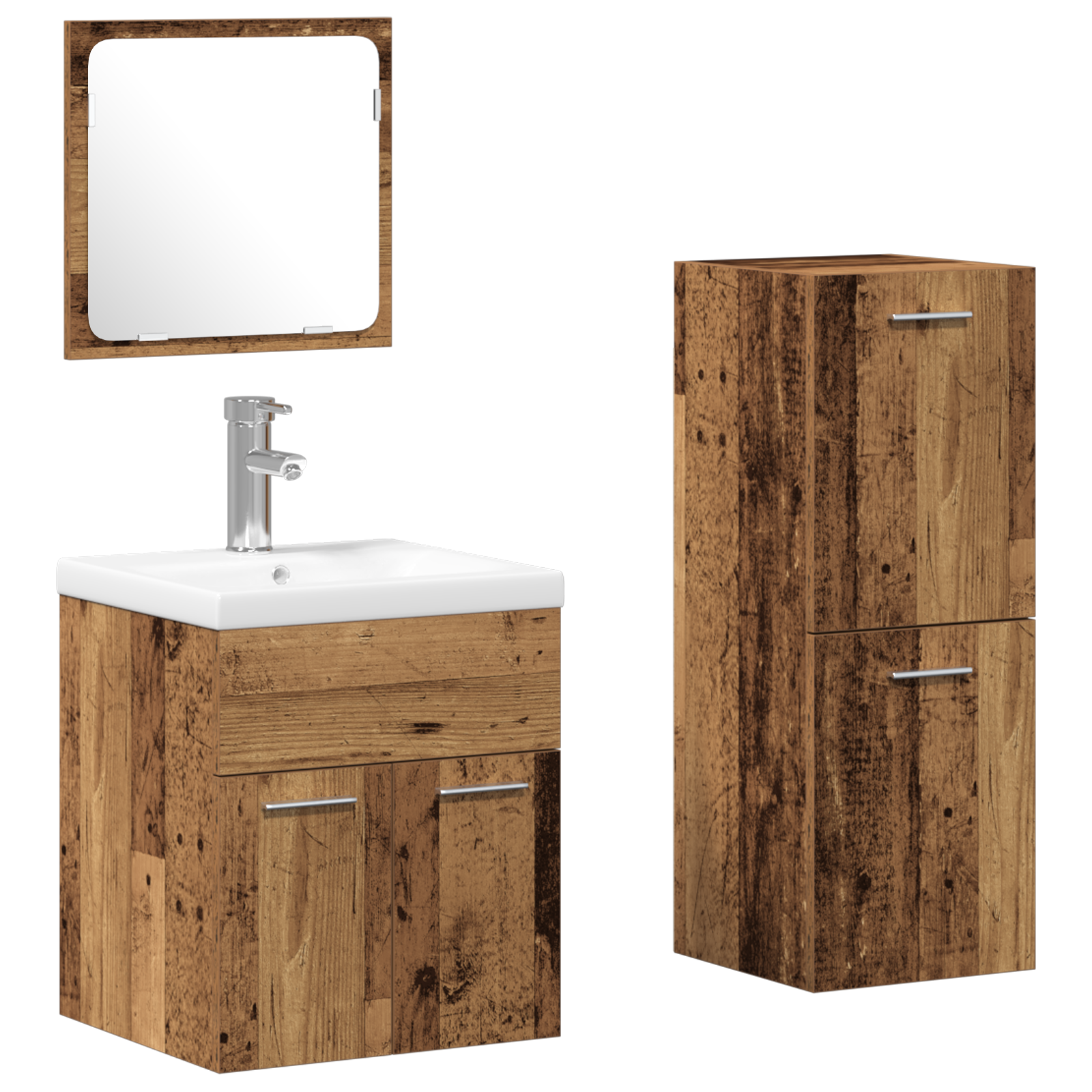 Set di Mobili per Bagno 4 Pezzi Legno Riciclato Legno Ingegnerizzato