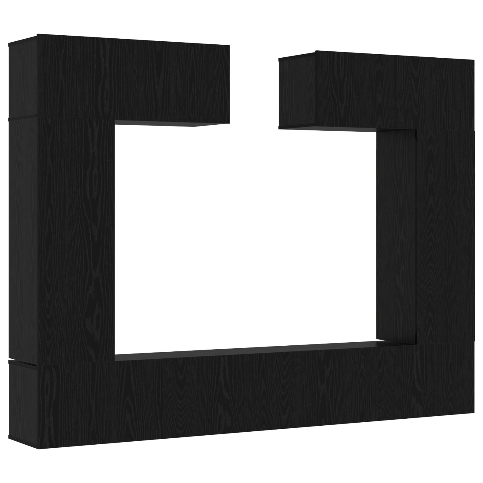 Set di mobili TV a parete in rovere nero  8 pezzi in legno truciolare