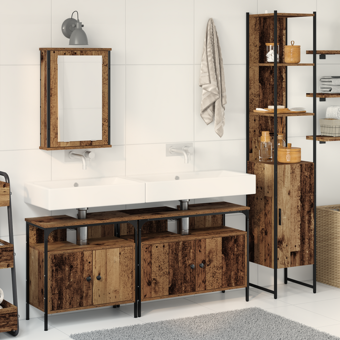 Mobile da Bagno con Lavabo Integrato in Legno Antico