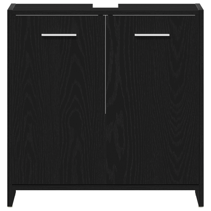 Set di Mobili per Bagno  4 Pezzi Rovere Nero Legno ingegnerizzato