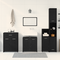Set di Mobili per Bagno  4 Pezzi Rovere Nero Legno ingegnerizzato