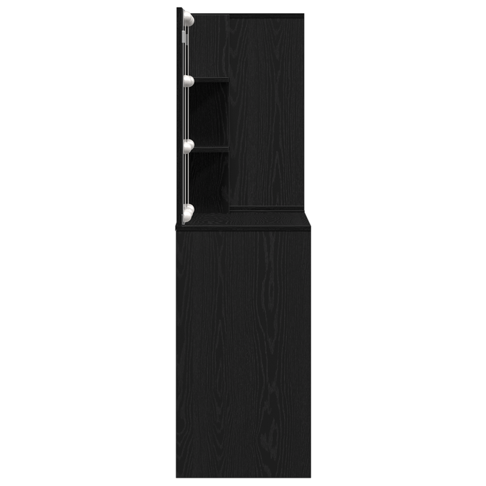 Tavolo da trucco LED con 2 armadietti in rovere nero in legno ingegnerizzato