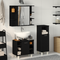Set di mobili da bagno 3 pezzi in legno ingegnerizzato con finitura rovere nero