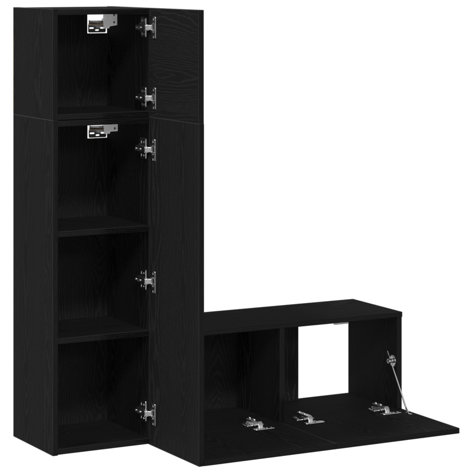 Set di mobili TV 3 pezzi  in legno ingegnerizzato di rovere nero