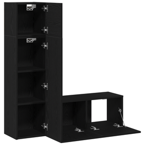 Set di mobili TV 3 pezzi  in legno ingegnerizzato di rovere nero