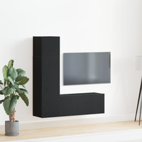 Set di mobili TV 3 pezzi  in legno ingegnerizzato di rovere nero