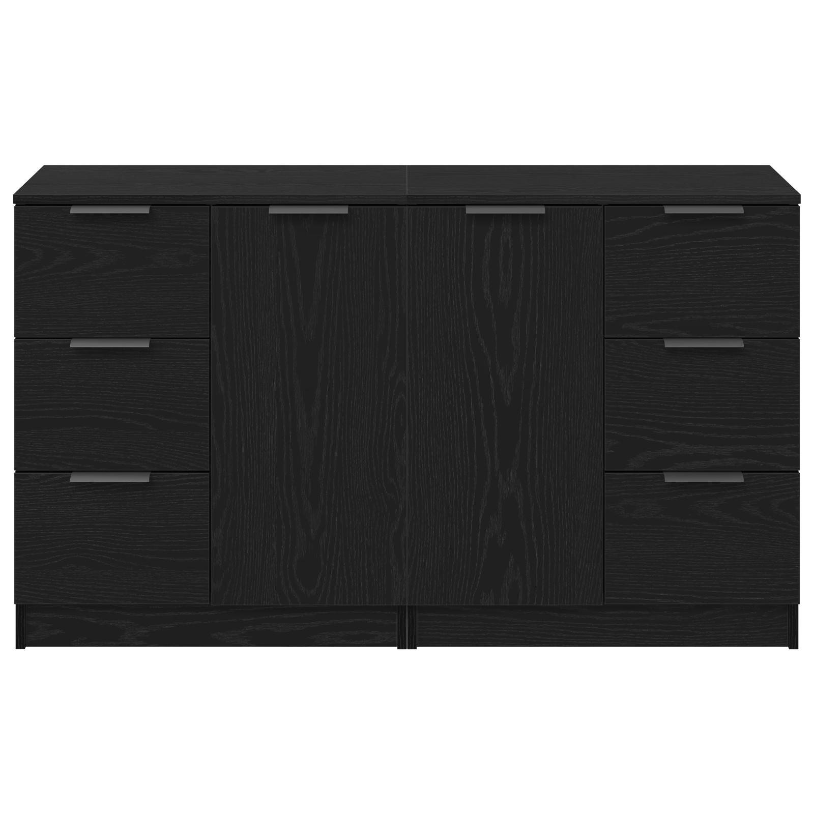 Credenze 2 pz Nero Rovere 60x30x70 cm Legno ingegnerizzato