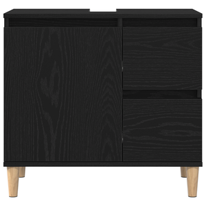 Set di armadietti per il bagno 3 Pezzi Rovere Nero Legno Ing.