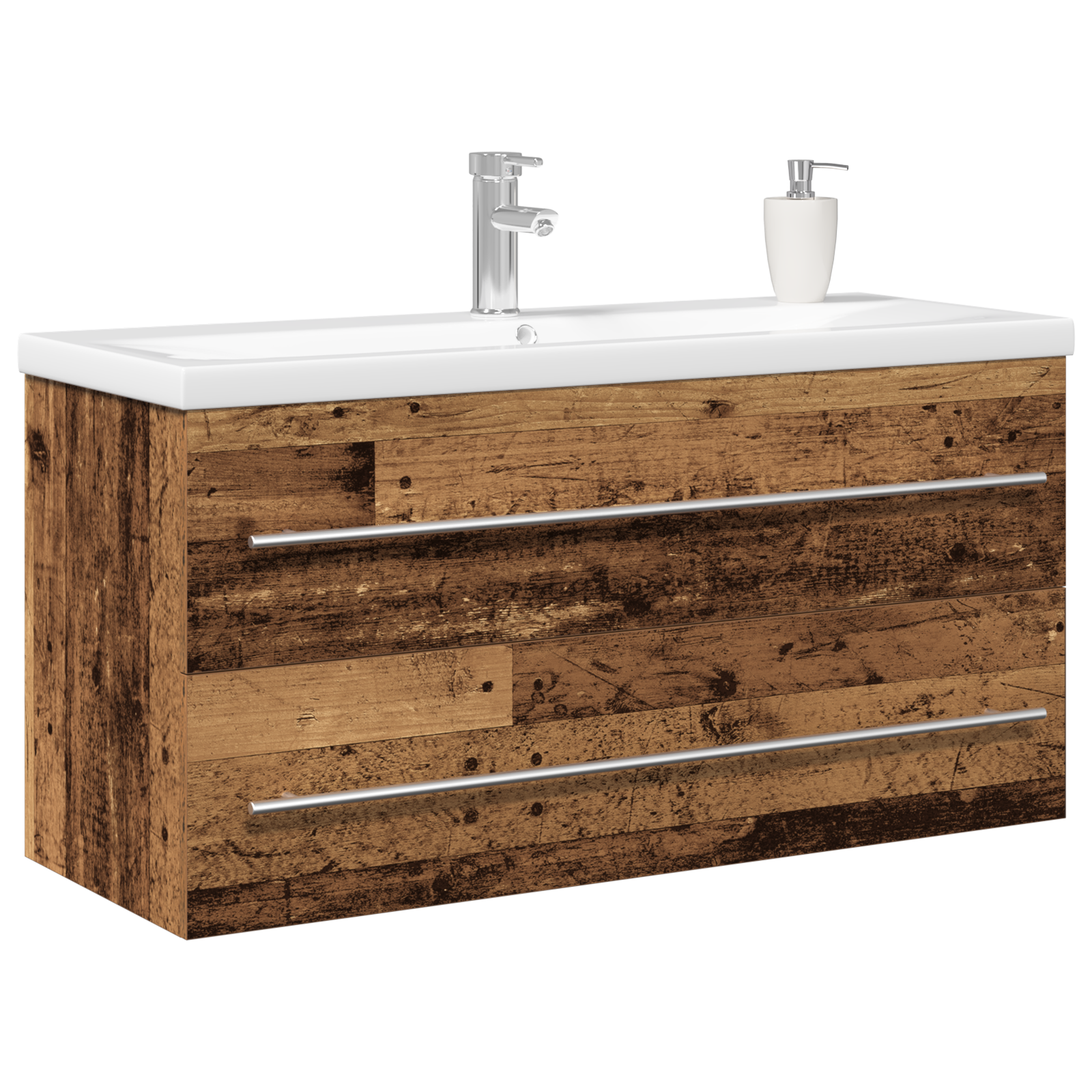 Mobile lavabo bagno con lavabo integrato in legno riciclato