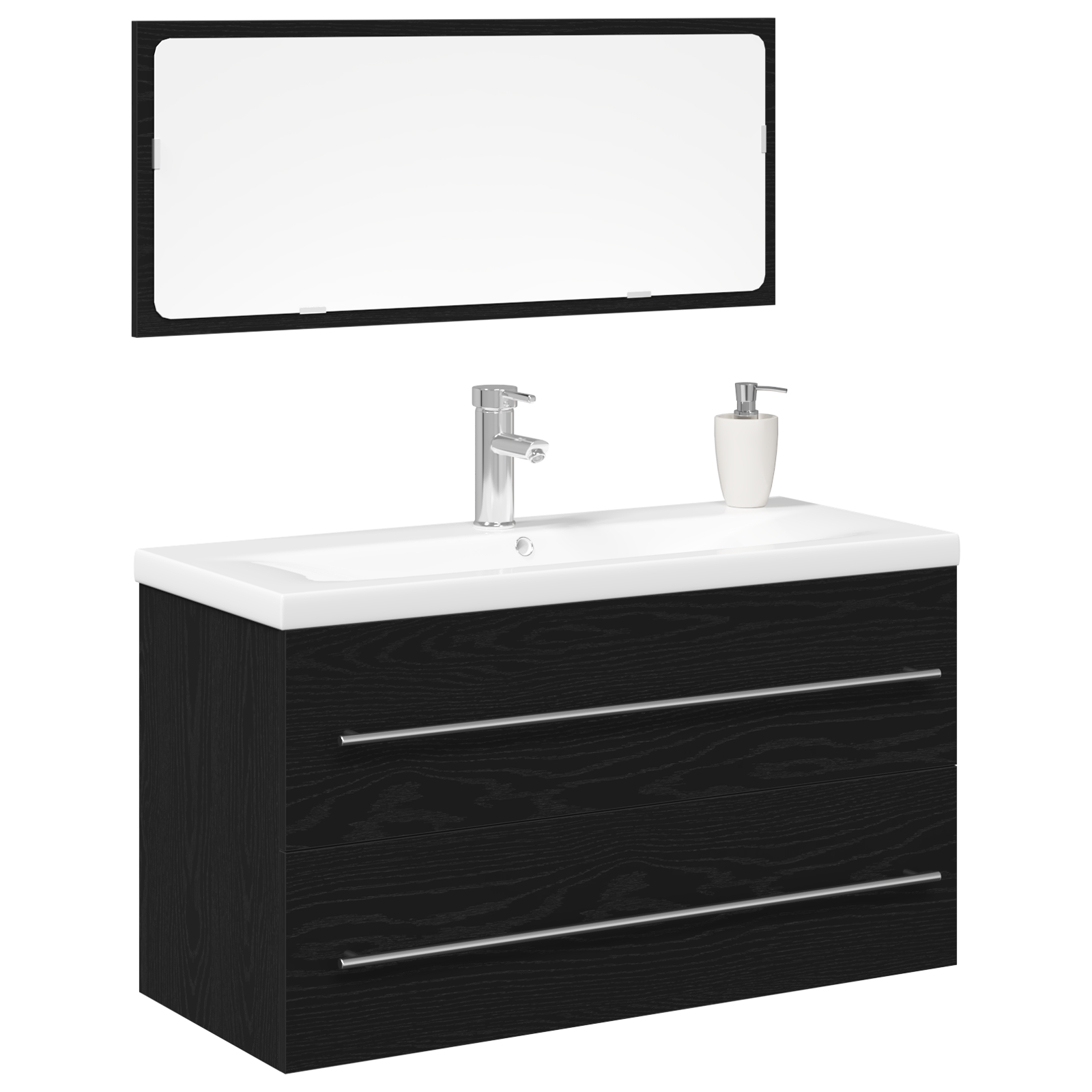 Mobile Lavabo Bagno con Lavello Incorporato Rovere Nero