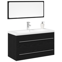 Mobile Lavabo Bagno con Lavello Incorporato Rovere Nero