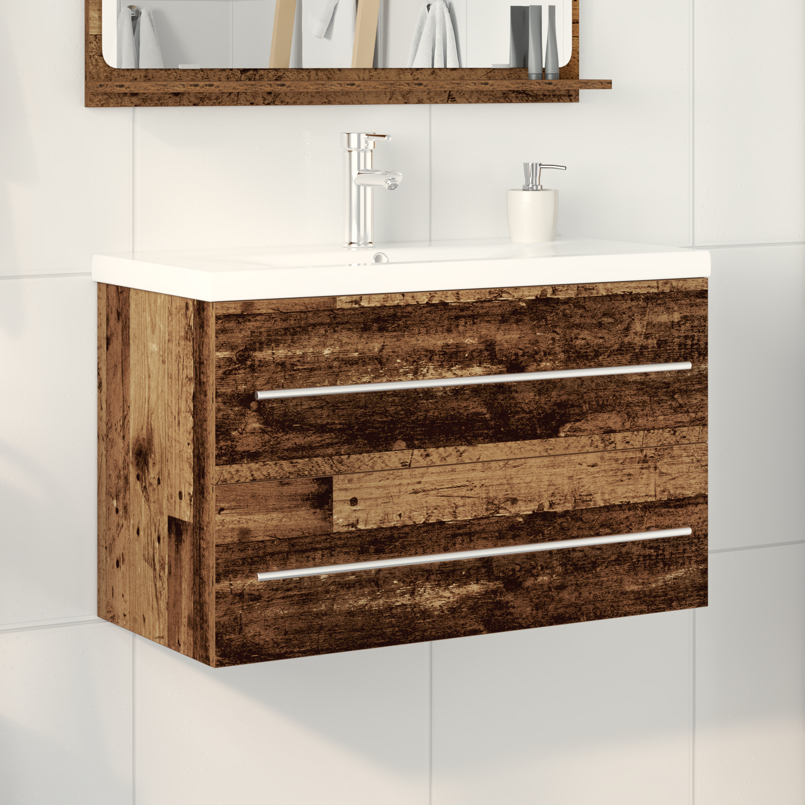 Mobile per Lavabo con Lavandino Integrato Finitura Legno Vecchio