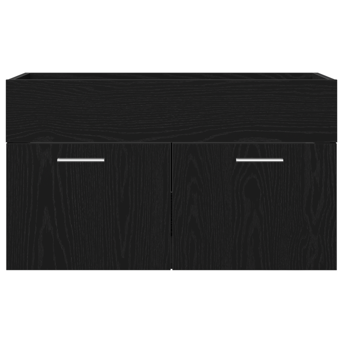 Mobile con Lavabo da Bagno con Bacino Integrato Rovere Nero Legno Ingegnerizzato