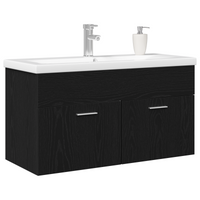 Mobile Lavabo Bagno con Lavabo Integrato Quercia Nera Legno Ingegnerizzato