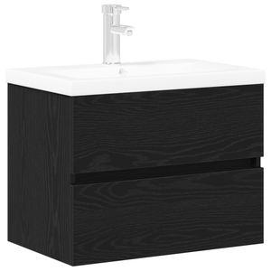 Mobile Lavabo  con Lavabo Integrato Rovere Nero Legno Ingegnerizzato