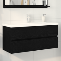 Mobile lavabo con lavabo integrato Rovere Nero in legno ingegnerizzato