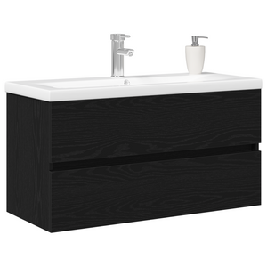 Mobile lavabo  con lavabo incorporato in rovere nero legno ingegnerizzato