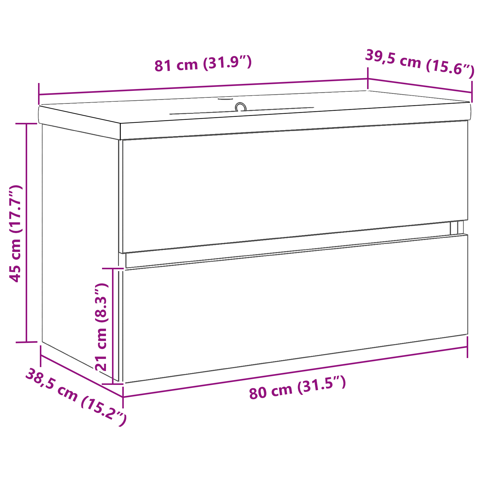 Mobile per Lavabo  con Lavabo Integrato Rovere Nero Legno Ingegnerizzato