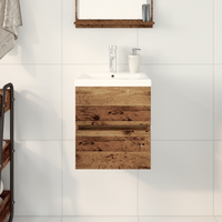 Mobile con Lavabo Integrato in Rovere Nero in Legno Compatto