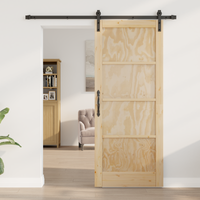 Porta Scorrevole  con Set di Hardware 83x202 cm Legno Massello in Pino