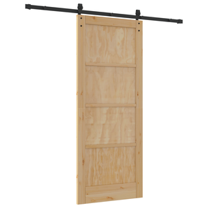 Porta Scorrevole  con Set di Ferramenta 83x202 cm Legno Massello Pino