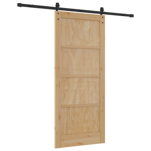 Porta Scorrevole  con Set di Fissaggi 86x198.5 cm Legno di Pino Massello