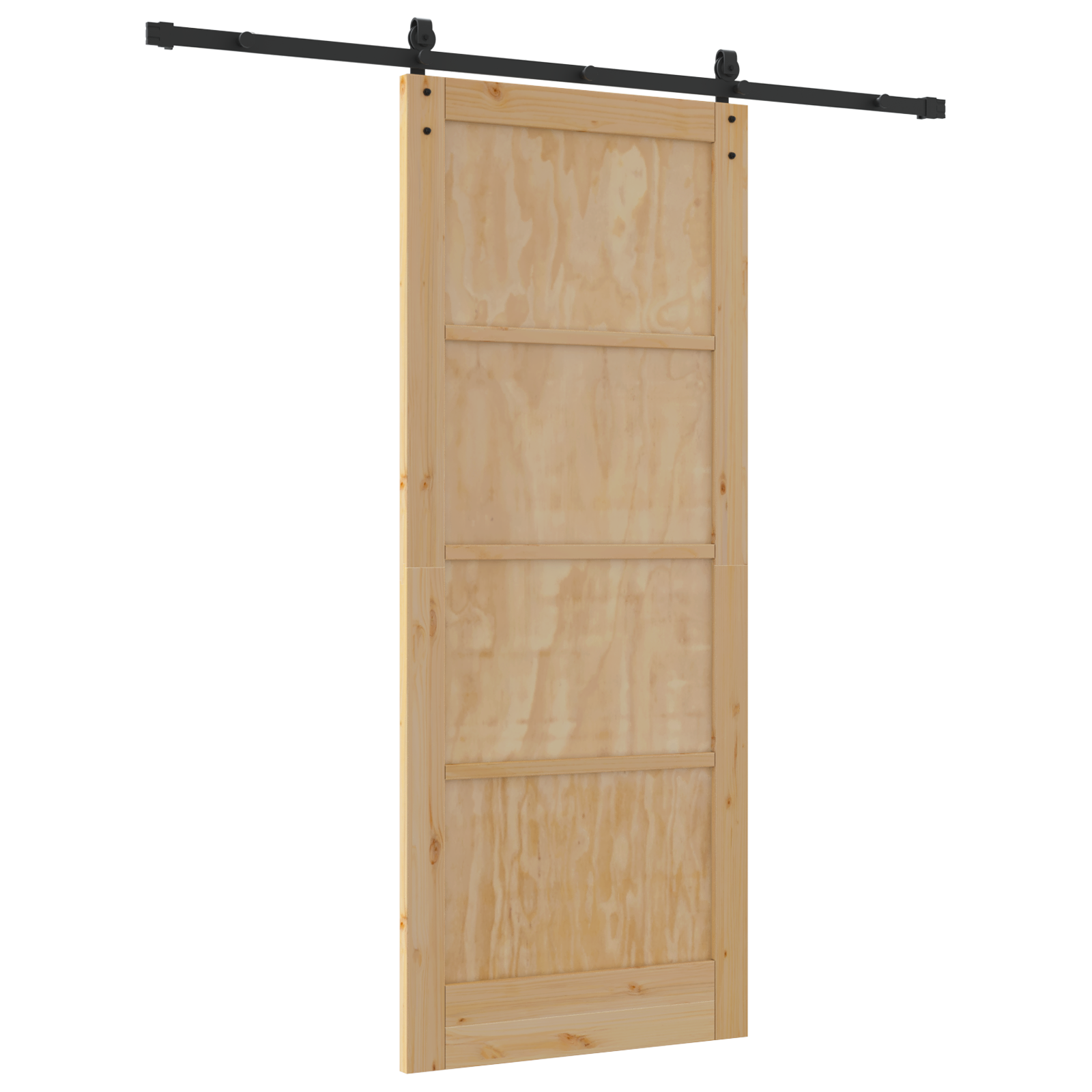 Porta Scorrevole  con Set di Accessori 86x211 cm Legno Massello di Pino