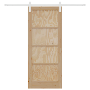Porta Scorrevole con Set di Accessori 83x202 cm Legno Massello di Pino