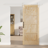 Porta Scorrevole con Set di Accessori 83x202 cm Legno Massello di Pino