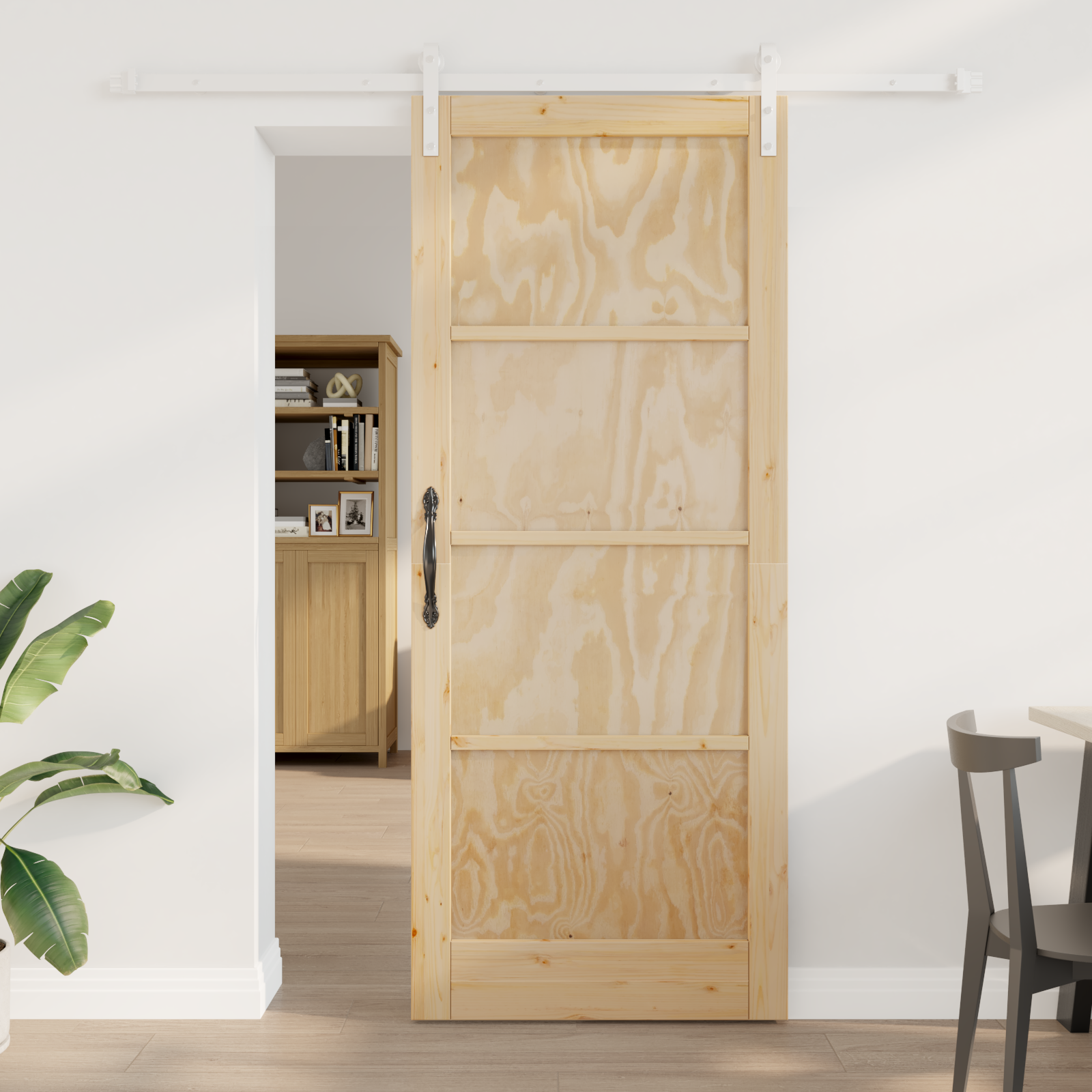 porta scorrevole  con set di ferramenta 86x211 cm legno massello pino