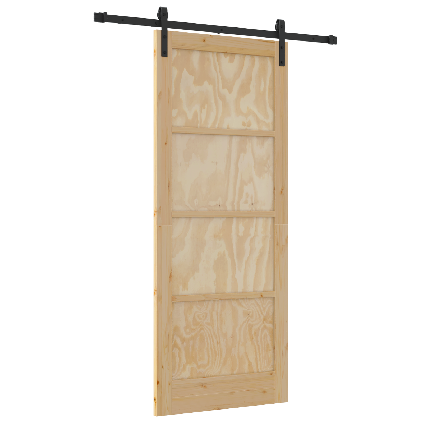 Porta Scorrevole con Set di Ferramenta 83x202 cm Legno Massello di Pino