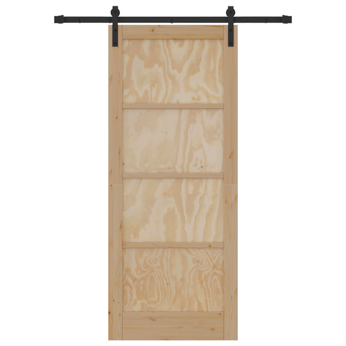 Porta Scorrevole con Set di Ferramenta 83x202 cm Legno Massello di Pino