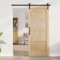 Porta Scorrevole con Set di Ferramenta 83x202 cm Legno Massello di Pino