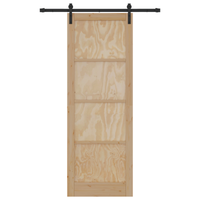 Porta Scorrevole con Set di Ferramenta 83x232 cm in Legno Massello di Pino