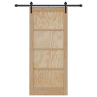 Porta Scorrevole  con Set di Ferramenta 86x198.5 cm in Legno Massello di Pino